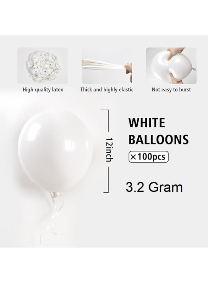Boxwoods 100 Pcs Of Helium Quality Thick White Latex Balloons 12 inch 3.2g For Bridal Shower Graduation Anniversary And Birthday Party Decoration - Image 2